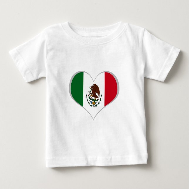 T-shirt Pour Bébé Coeur du drapeau du Mexique patriotique (Devant)