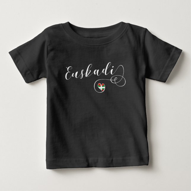 T-shirt Pour Bébé Coeur du drapeau Euskadi, Pays basque (Devant)