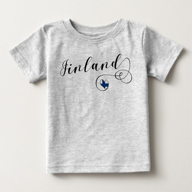 T-shirt Pour Bébé Coeur du drapeau finlandais, Fierté finlandaise (Devant)