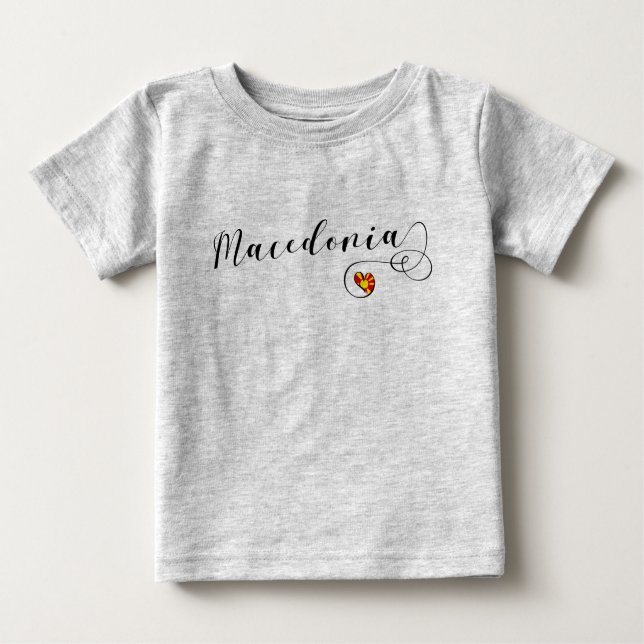 T-shirt Pour Bébé Coeur du drapeau macédonien, Macédoine (Devant)