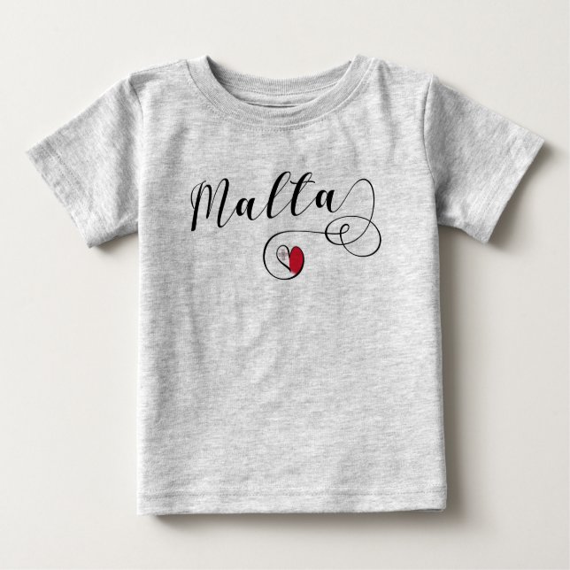 T-shirt Pour Bébé Coeur du drapeau maltais (Devant)