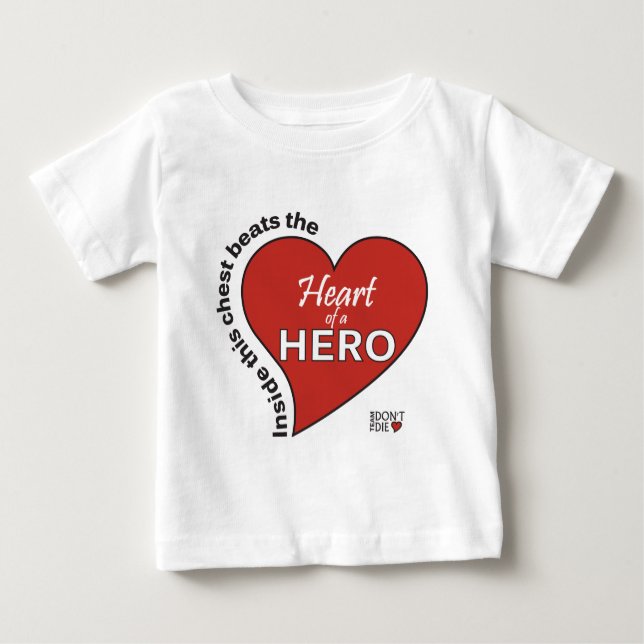 T-shirt Pour Bébé Coeur d'un héros (Devant)