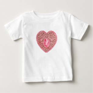 T-shirt Pour Bébé CŒUR EN DENTELLE CUPIDON, Rose Rouge