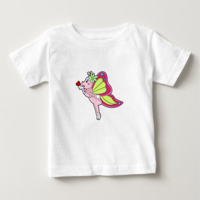 T-shirt Pour Bébé Coeur en fleurs papillon (Devant)