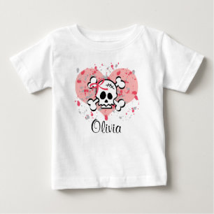 T-shirt Pour Bébé Coeur infantile personnalisé d'arc de rose de