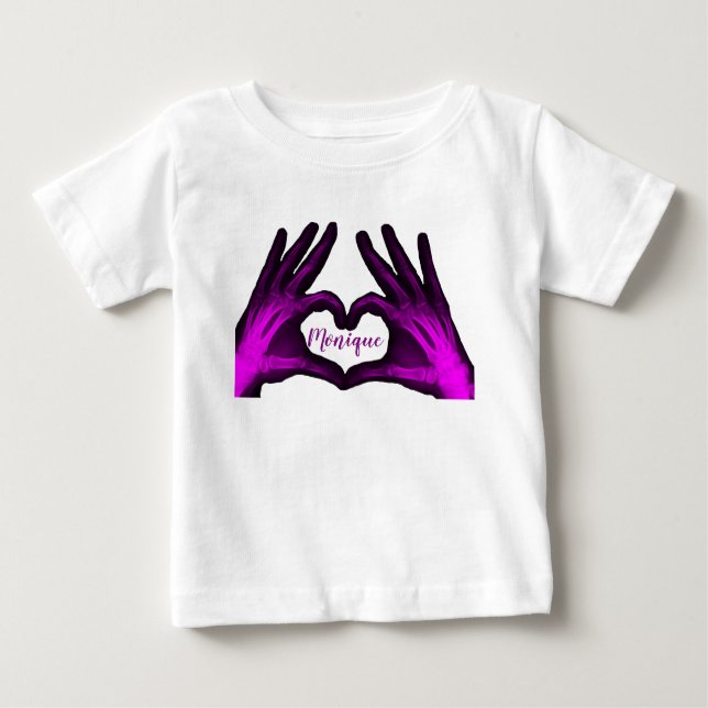 T-shirt Pour Bébé Coeur pourpre de rayon X de main (Devant)