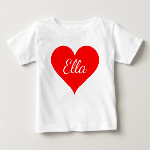 T-shirt Pour Bébé "Coeur rouge avec nom personnalisable"
