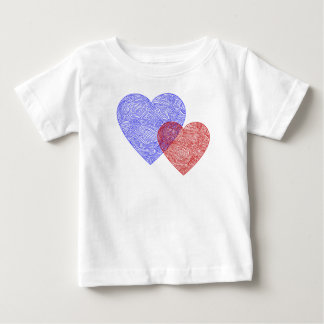 T-shirt Pour Bébé Cœurs à impression gribouillée patriotique