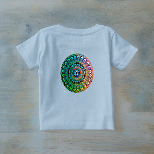 T-shirt Pour Bébé Coeurs Boho avec Rainbow Colors Mandala Baby Tee