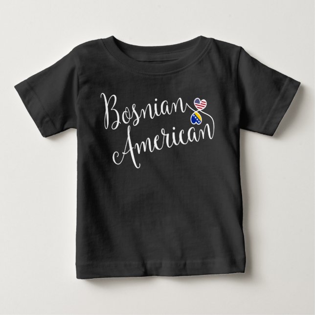 T-shirt Pour Bébé Coeurs bosniaques américains enmêlés (Devant)