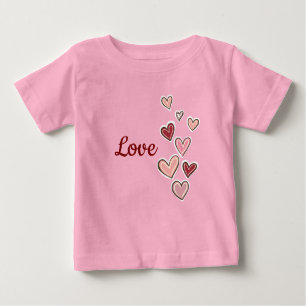 T-shirt Pour Bébé Coeurs d'amour rose rouge