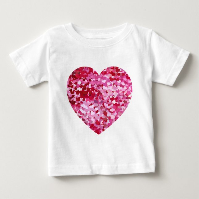 T-shirt Pour Bébé Cœurs de confettis roses (Devant)