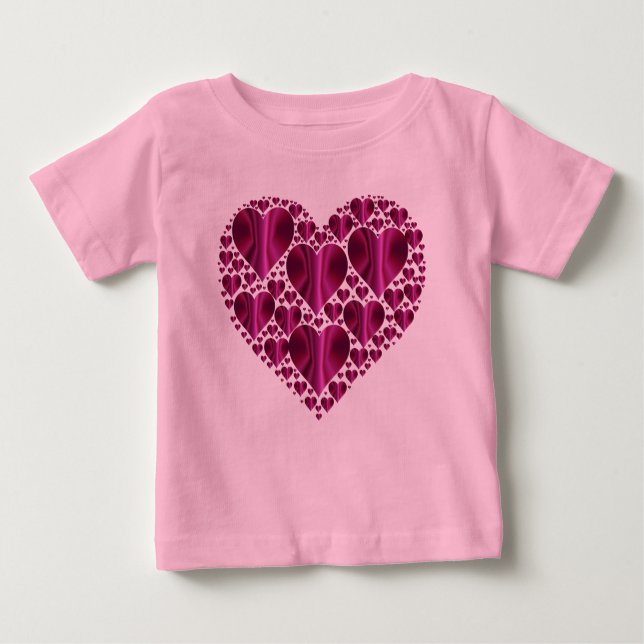 T-shirt Pour Bébé Coeurs de Fuschia dans un coeur (Devant)