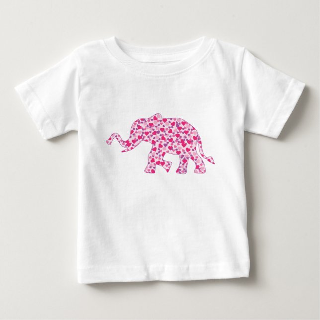 T-shirt Pour Bébé Coeurs d'éléphants roses (Devant)