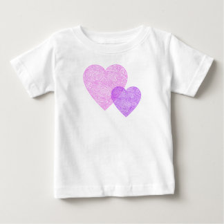 T-shirt Pour Bébé Coeurs d'empreinte manuscrite rose et violet