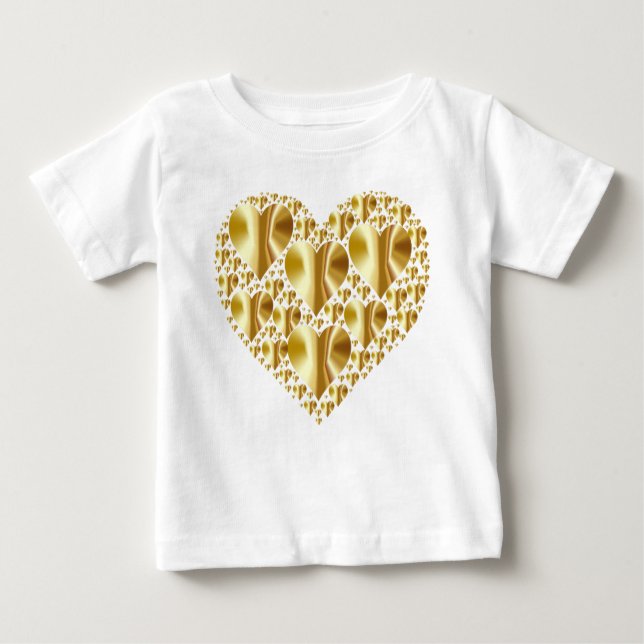 T-shirt Pour Bébé Coeurs dorés brillants (Devant)