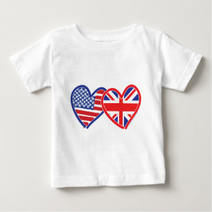 T-shirt Pour Bébé Coeurs du drapeau américain/Union Jack