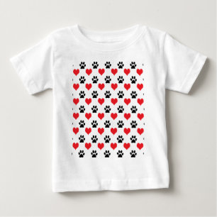 T-shirt Pour Bébé Coeurs et empreintes de pattes motif