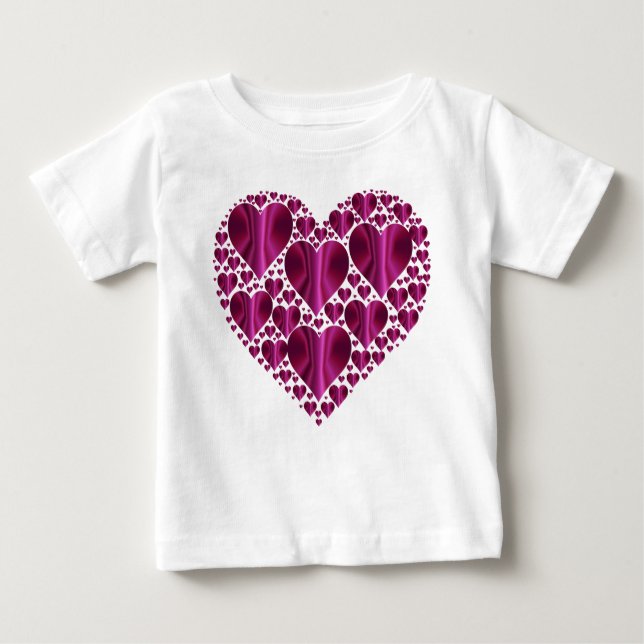 T-shirt Pour Bébé Coeurs Fuschia brillants (Devant)