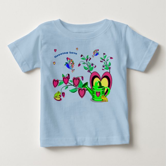 T-shirt Pour Bébé Coeurs - Grossissant T-shirt bébé d'amour (Devant)