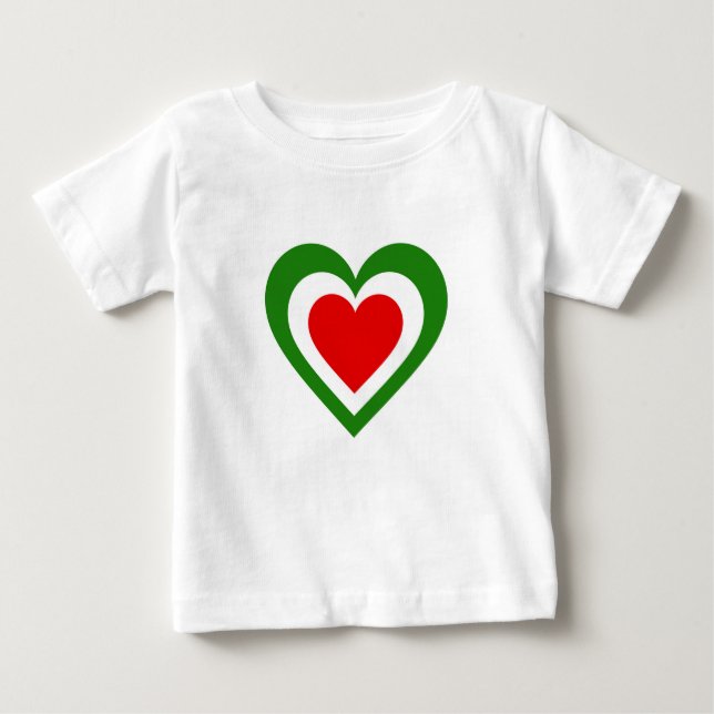 T-shirt Pour Bébé Coeurs inspirés du drapeau italien (Devant)