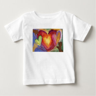 T-shirt Pour Bébé Coeurs & Mains Aimer Diversité Art Custom Chemise