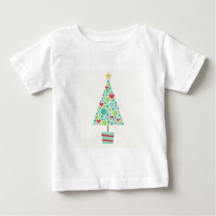 T-shirt Pour Bébé Coeurs mignons pastel moderne sapin de Noël