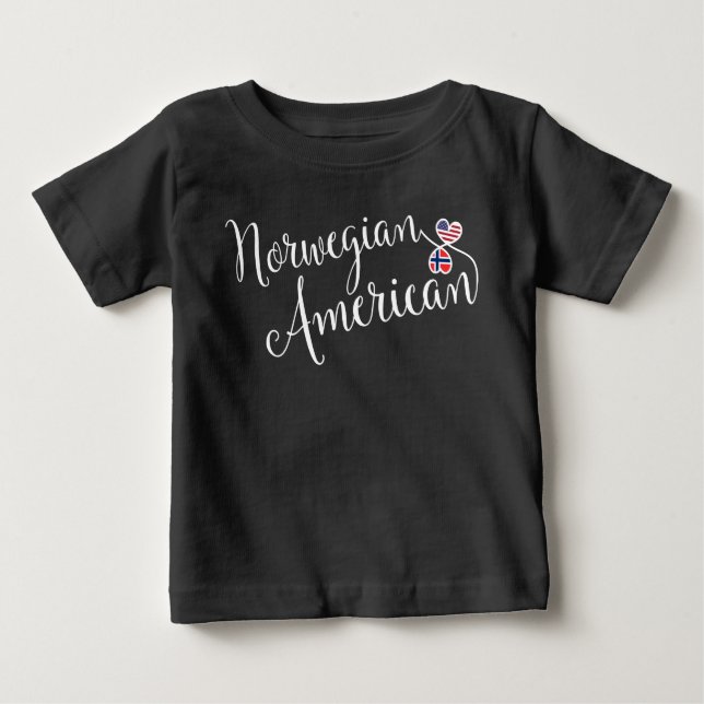 T-shirt Pour Bébé Coeurs norvégiens et américains (Devant)