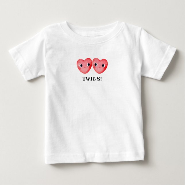 T-shirt Pour Bébé Cœurs Petits Jumeaux (Devant)