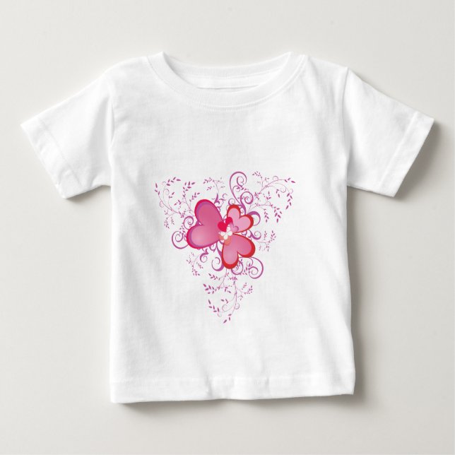 T-shirt Pour Bébé Coeurs roses (Devant)