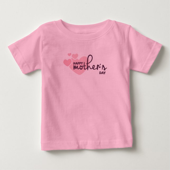T-shirt Pour Bébé Coeurs roses Bonne fête des mères | Bodysuit (Devant)