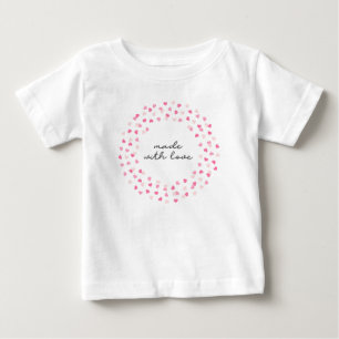 T-shirt Pour Bébé Coeurs roses éparpillés Confetti fait avec amour