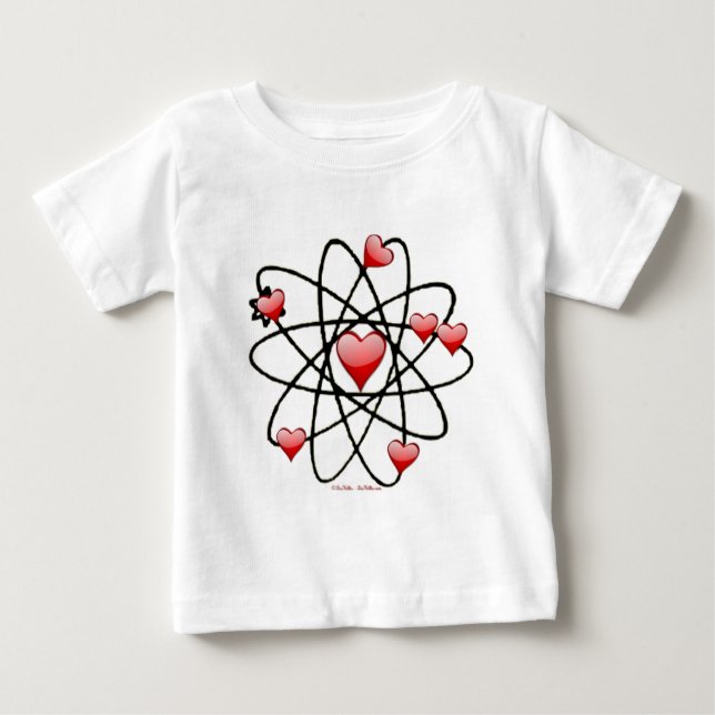 T-shirt Pour Bébé Coeurs rouges de Saint Valentin atomique (Devant)