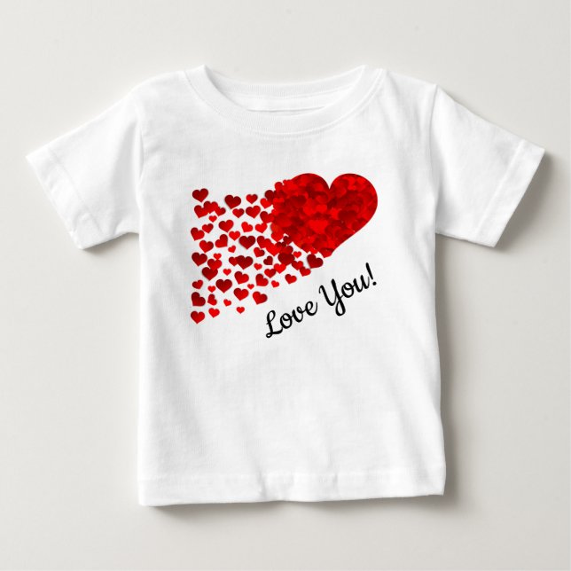 T-shirt Pour Bébé Cœurs rouges je t'aime (Devant)