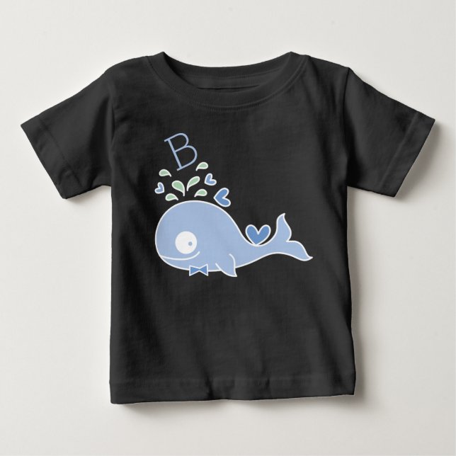 T-shirt Pour Bébé Col noeud papillon baleine bleue Monsieur Fantaisi (Devant)