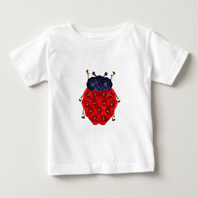 T-shirt Pour Bébé Coléoptère Fleur de Coquelicot Graphique (Devant)
