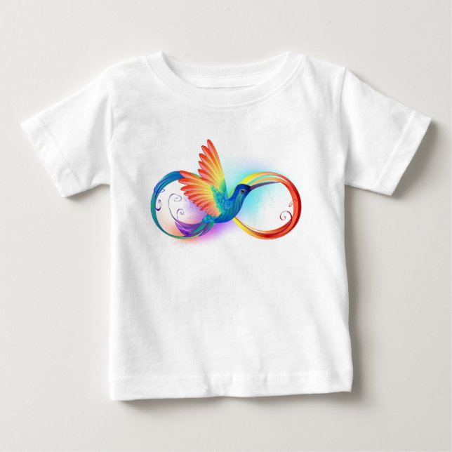 T-shirt Pour Bébé Colibri arc-en-ciel avec symbole Infinity (Devant)