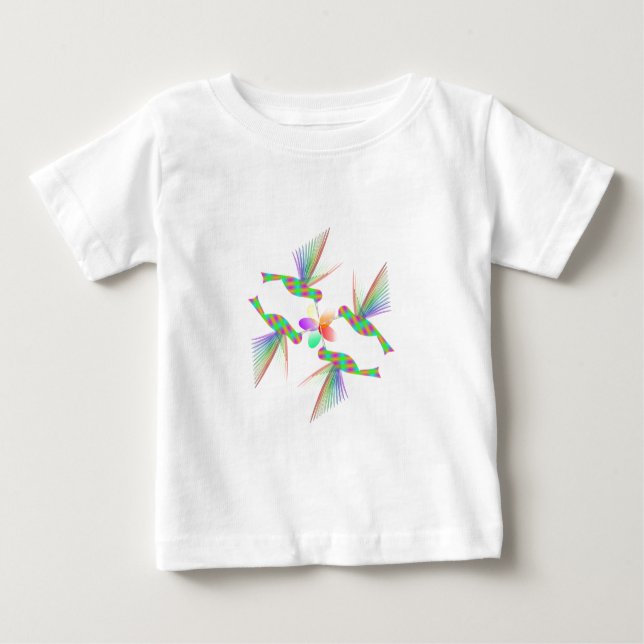 T-shirt Pour Bébé Colibris Arc-En-Ciel Embrasser Une Fleur (Devant)