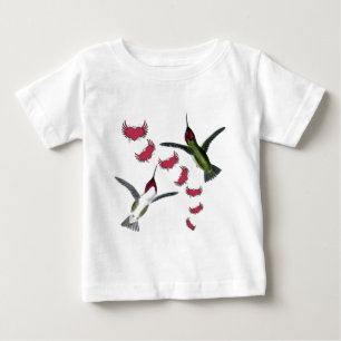T-shirt Pour Bébé Colibris Grunge Cœurs avec des ailes