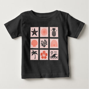 T-shirt Pour Bébé Collage des timbres de nature