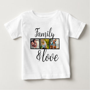 T-shirt Pour Bébé Collage photo personnalisé de famille et d'amour