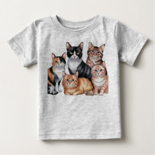 T-shirt Pour Bébé Collection de chats ‏ aquarelle