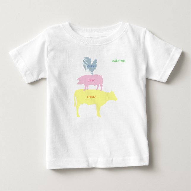 T-shirt Pour Bébé collier, rose, moo Personnalisable (Devant)