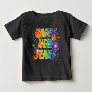 T-shirt Pour Bébé Coloré "HEUREUX NOUVEL AN !" + Motif Fireworks