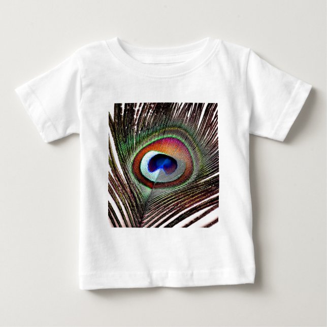 T-shirt Pour Bébé Colorful Copper Peacock Feather (Devant)