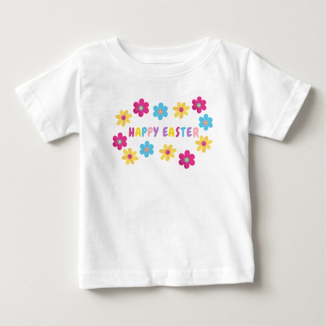 T-shirt Pour Bébé Colorful Flowers Happy Easter (Devant)