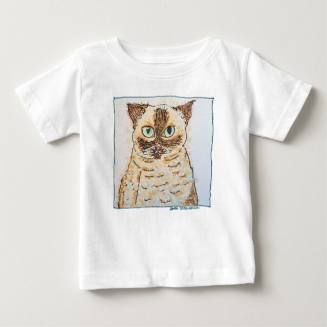 T-shirt Pour Bébé Colorful Quirky Cat Portrait (Devant)
