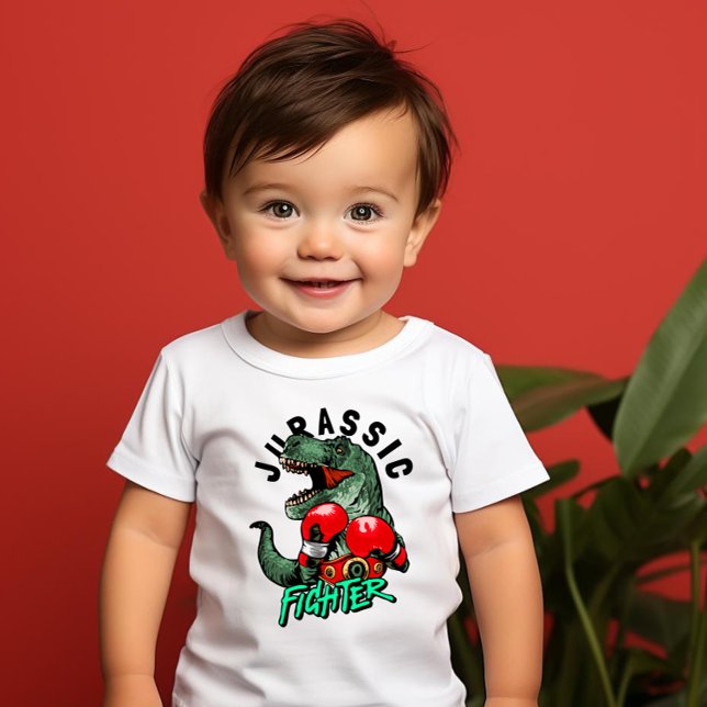 T-shirt Pour Bébé Combattant de boxe Jurassique T-Rex Garçon  (Créateur téléchargé)
