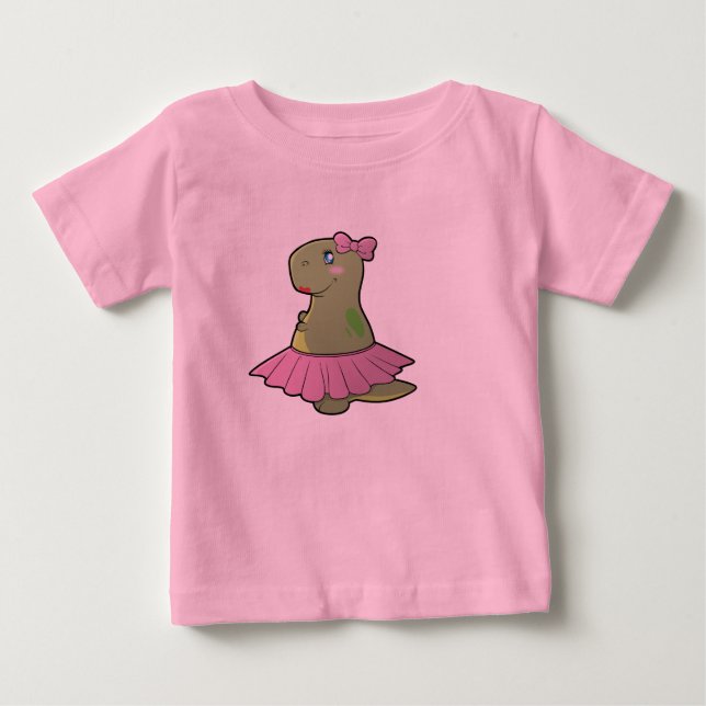 T-shirt Pour Bébé Combinaison de T-Rex de dinosaure de fille de tutu (Devant)