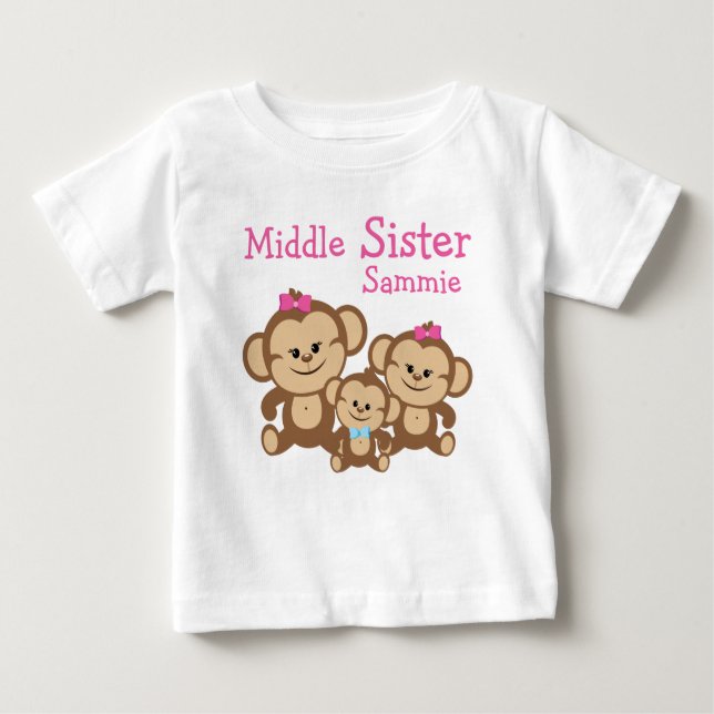 T-shirt Pour Bébé Combinaison Monkeys Middle Sister Tutu (Devant)